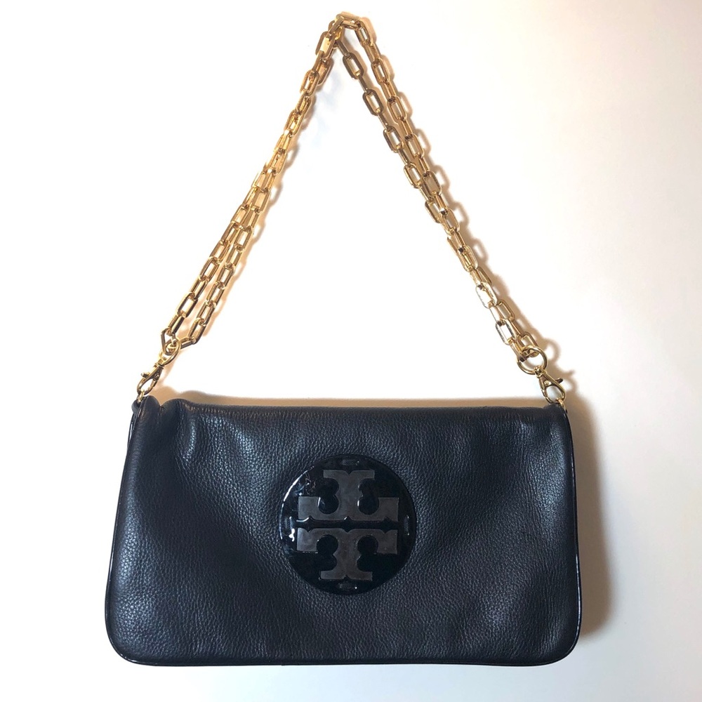 Tory Burch Black Leather Reva Clutch